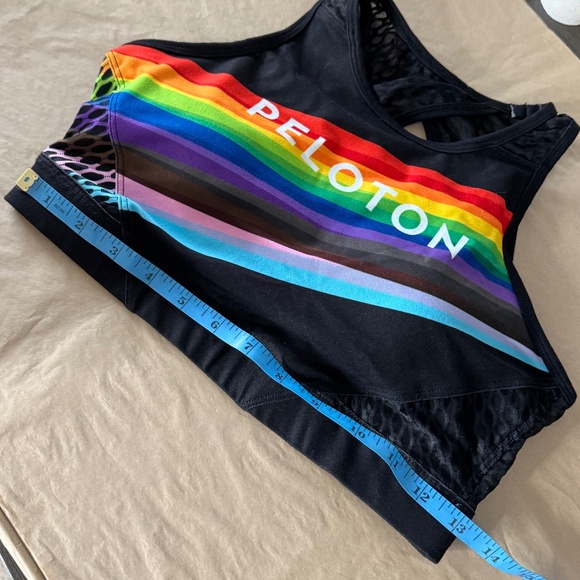NWT Peloton Sports Bra High Neck Pride Flag Black Rainbow Size Medium - Picture 14 of 16